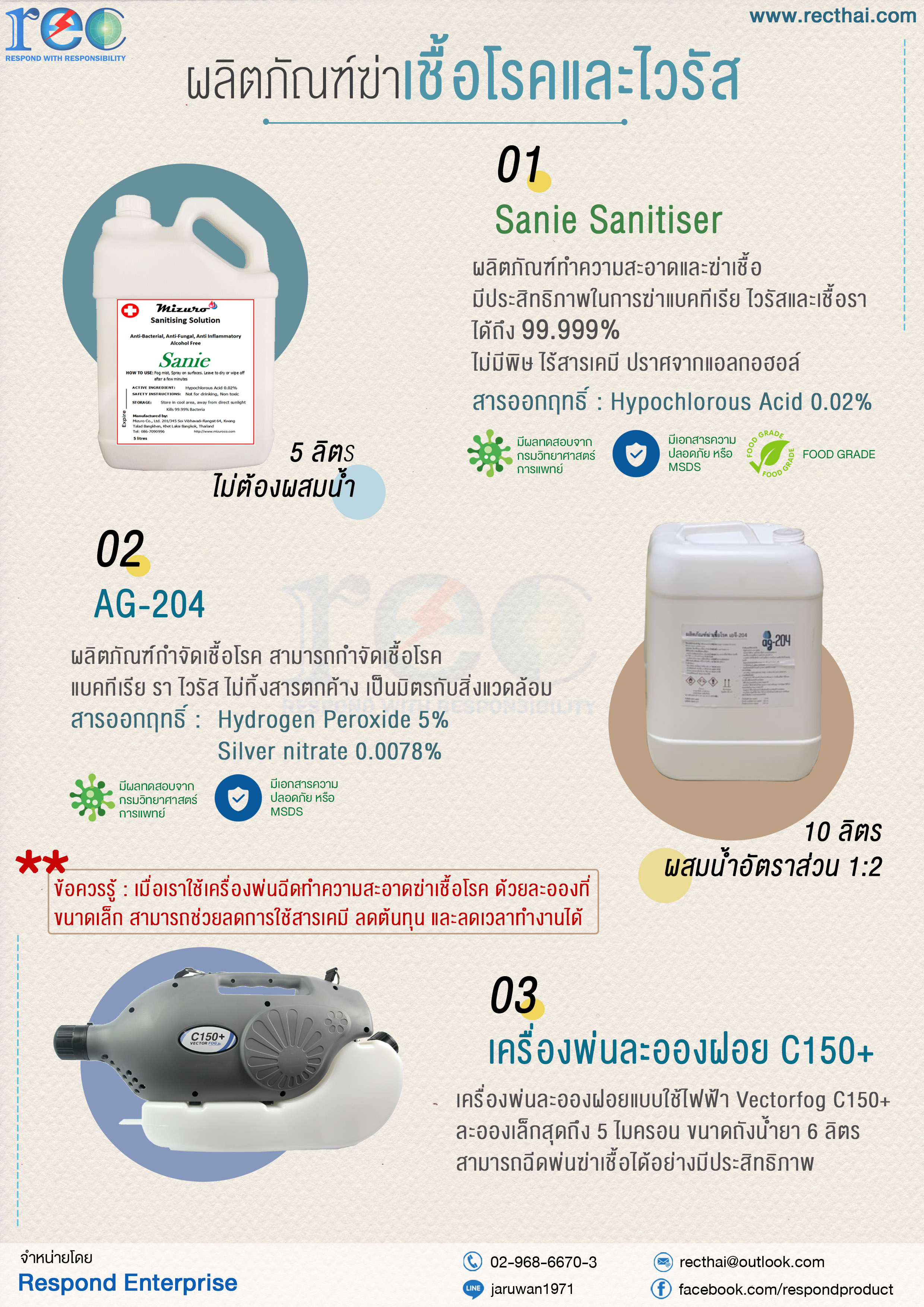 ผลิตภัณฑ์สำหรับฆ่าเชื้อโรคและไวรัส