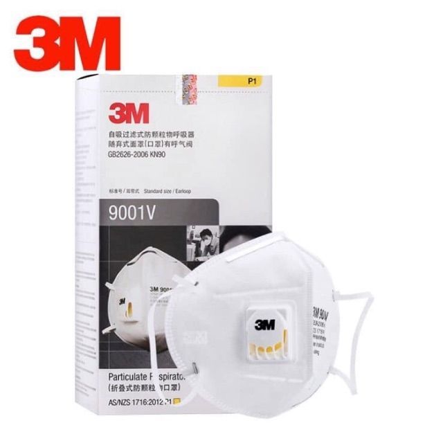 3M 9001V หน้ากากกันฝุ่น ละออง มีวาล์ว